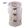 Veste polaire bébé  sans manche avec capuche ,rose poudré à pois