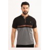 Polo homme Noir gris et camel
