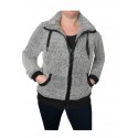 Veste polaire femme  gris chinée et noire avec grosse fermeture