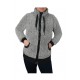 Veste polaire femme  gris chinée et noire avec grosse fermeture