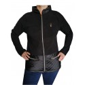 Veste polaire unie noire bi-matière