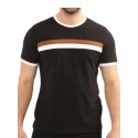 Tee-shirt sportswear homme noir/ blanc/ camel