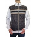 Veste homme outdoor bi-matière matelassée blanc et marine