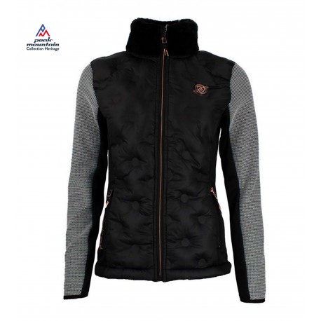 Veste multi-matières femme avec doudoune matelassée effet capitonné