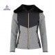 Veste hybride multi-matières femme avec col fausse fourrure , zips cuivrés