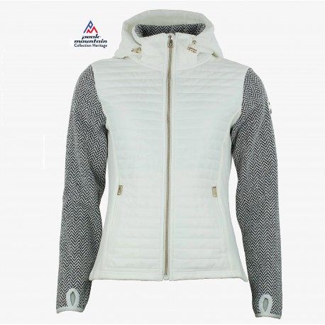 Veste Tri-matières femme Blanche capuche amovible