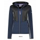 Veste outdoor multi- matière femme Marine/blanc/noir