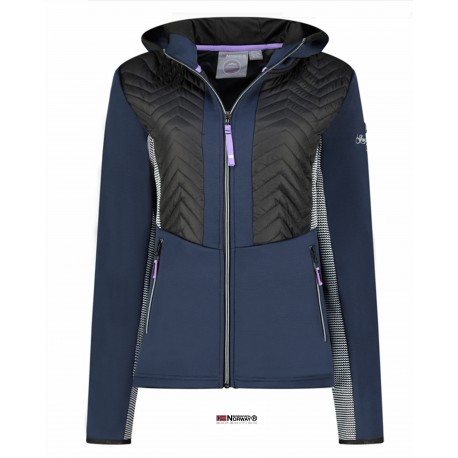 Veste outdoor multi- matière femme Marine/blanc/noir