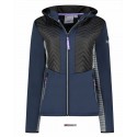 Veste outdoor multi- matière E femme Marine/blanc/noir