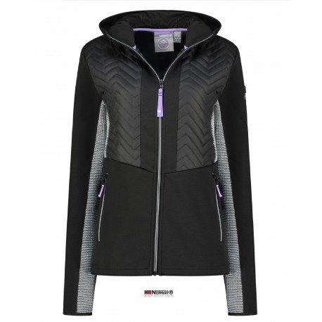 Veste outdoor à capuche, multi- matière femme Noir