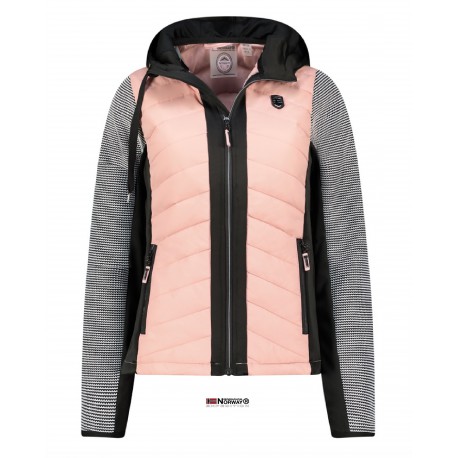 Veste femme doudoune et polarshell  Noir et Rose poudré