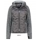 Veste outdoor à capuche, effet capitonné,manches chinées gris/blanc