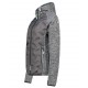 Veste outdoor à capuche, effet capitonné,manches chinées gris/blanc