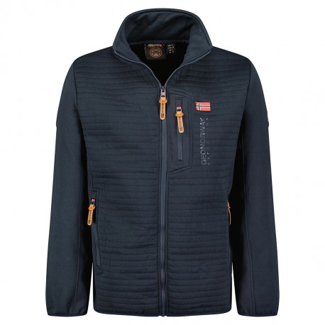 Veste polaire bi-matière aspect matelassé, membrane polarshell Bleu Marine GEONORWAY