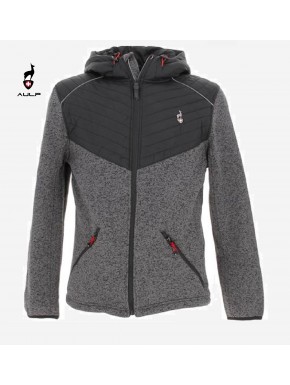 Veste polaire hybride AULP homme à capuche , matelassée/ chinée Homme Noir