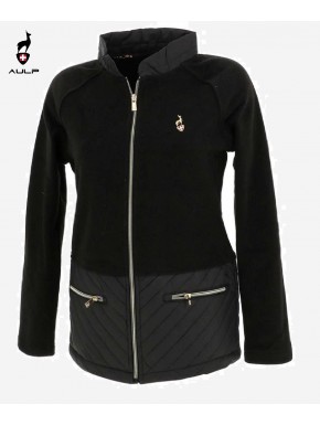 Veste polaire unie noire bi-matière