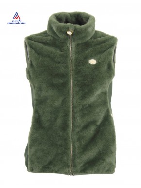 Veste sans manche femme en fausse fourrure, toute douce ,coloris vert Kaki