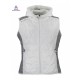 Veste sans manche matelassée femme bi-matière , avec capuche coloris blanc
