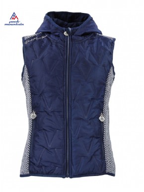 Veste sans manche matelassée femme bi-matière , avec capuche coloris noir